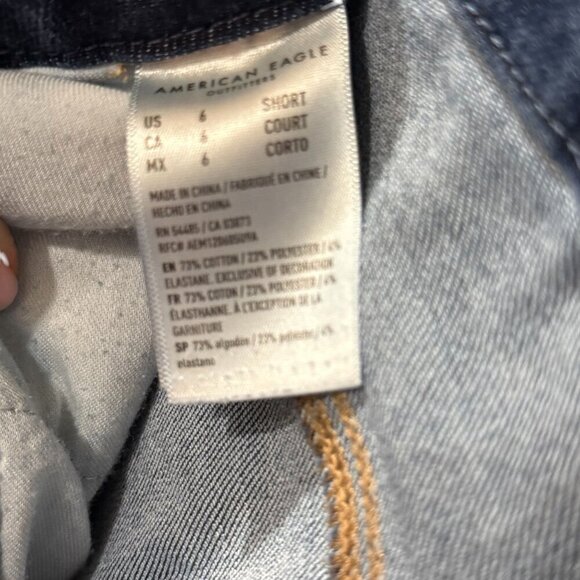 American Eagle Womens Curvy High-Waisted Distressed Jeggings Skinny Dark Wash 6 - Picture 9 of 9